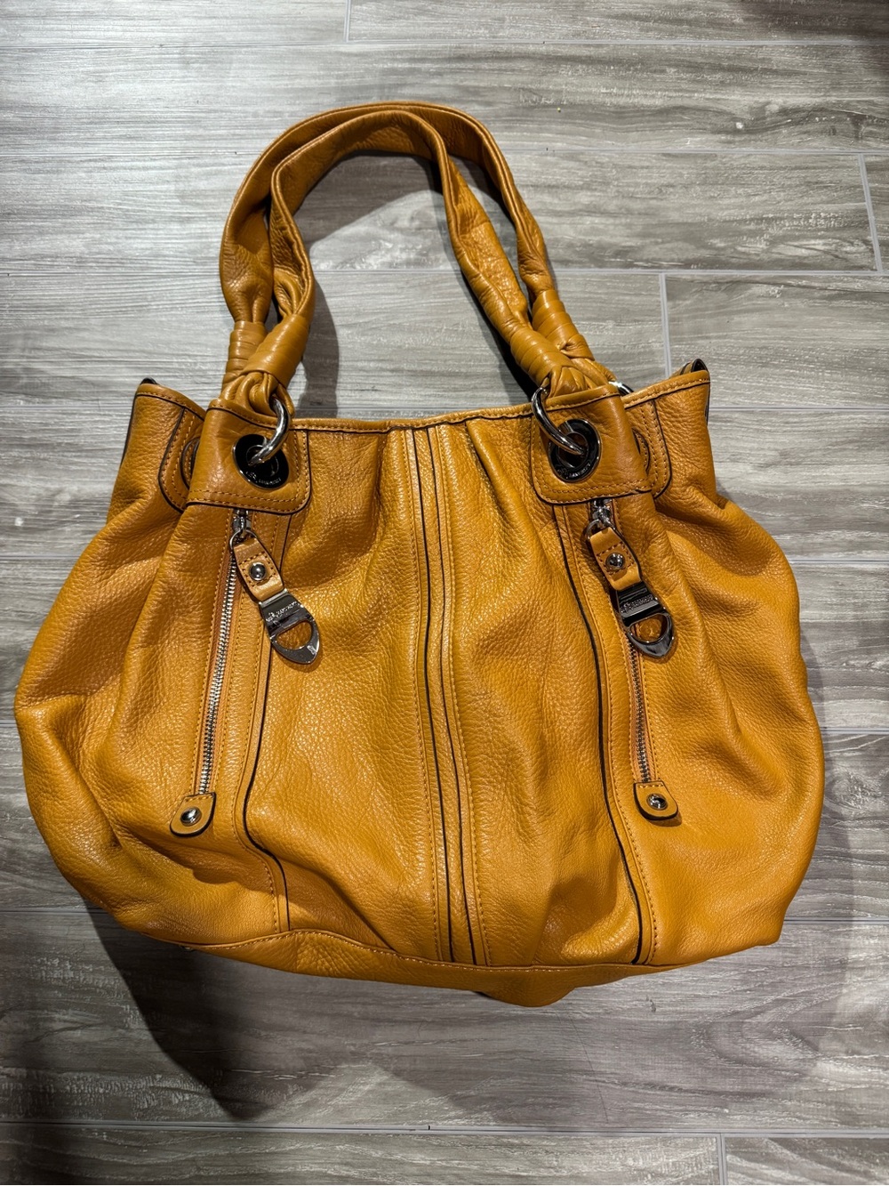 b. makowsky Mustard Yellow Leather Shoulder Bag